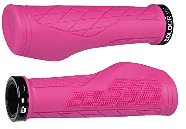 SOLODRIVE Poignées VTT à Design Ergonomique, Poignées Confortables pour Guidon, Verrouillage Uni-Lateral Antidérapant, Adaptables aux VTT, VAE, Hybrides et Trottinettes(Rose)