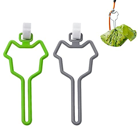 Hands Free Dog Poop Bag Holder for Leash, Adjustable Waste Bag Carrier & Dispenser - Universal Fit for Any Leash, Dog Walking Essentials, Gray and Green