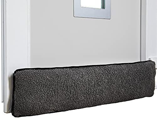 Urhome Zugluftstopper aus Schurwolle für Tür | 80cm Grau Klettverschluss | Selbstklebende Türbodendichtung | einseitige Türisolierung | Schutz vor Lärm und Zugluft
