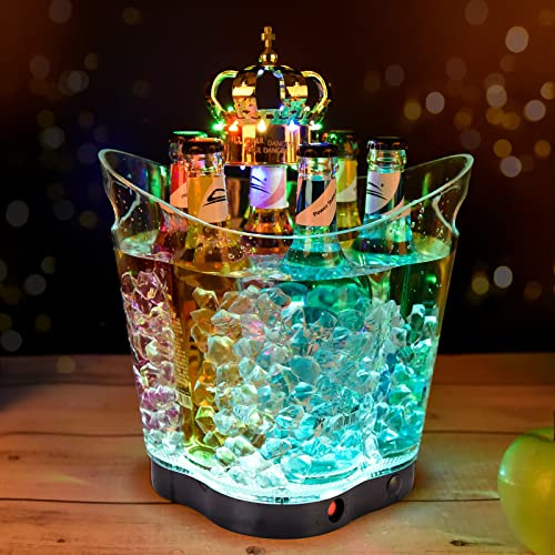 LED-Eiskübel – tragbarer, farbenfroher Farbverlauf, Eiskübel, 6 Liter, ideal für Hausbar, zum Kühlen von Bier, Champagner und Wein (vierblättriges Kleeblatt, 1 Stück)