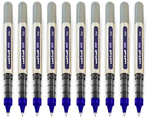 uni-ball - Uni Mitsubishi Pencil – 10 Eye-Fineliner-Stifte UB-157 – Tintenroller mit flüssiger Tinte blau – Spitze 0,7 mm – Schreiben Medium