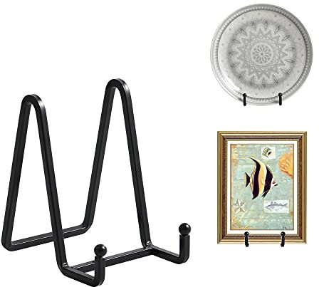 DIDUDIDU Staffli, ställ, tallrik, stativ, metall, 1 styck tallriksställ - dekorativ tallrikshållare - dekorativ tallrikshållare - 11 cm järnstaffli för tallrik | foto | böcker | bild | bildram - svart