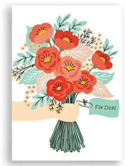 Friendly Fox Für Dich Karte, Grußkarte mit Umschlag, Ich denk an Dich Karte für Prüfung Abschluss oder einfach so, A6 Klappkarte