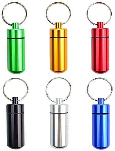 6er Pack Mini Pillendose Pillendose Aluminium Pillendose mit Schlüsselanhänger Tägliche Pillendose Wasserdichte Pillendose Reise Camping