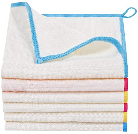 6 Pieces Dish Cloths 25 * 25cm, 3 Colors Kitchen Cloth Reusable Dish Rags Tea Towels Housework Cleaning for Washing Up
