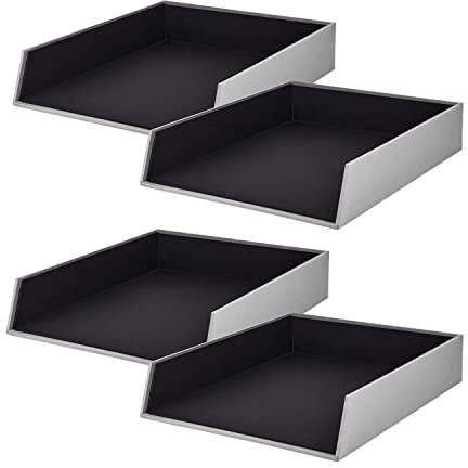 Rössler - S.O.H.O. Briefablage A4 4 Stück 32 x 26 x 6 cm Stone | Ablagefächer stapelbar, Dokumentenablage für Briefe, Unterlagen, Akten und Schreibtischorganisation