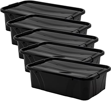 goodsforbusiness Aufbewahrungsbox mit Deckel 5er Set 38,5x24,5x11,1cm, 7L
