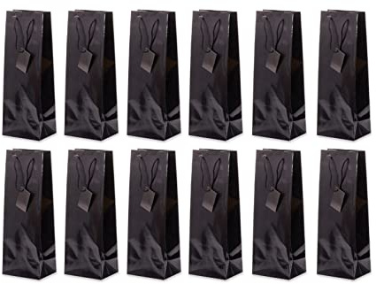 Flaschentüte Geschenktüten 12 Stück einfarbig Schwarz, Geburtstagsgeschenk, Tüten für Flaschen als Geschenk zu besonderen Anlässen