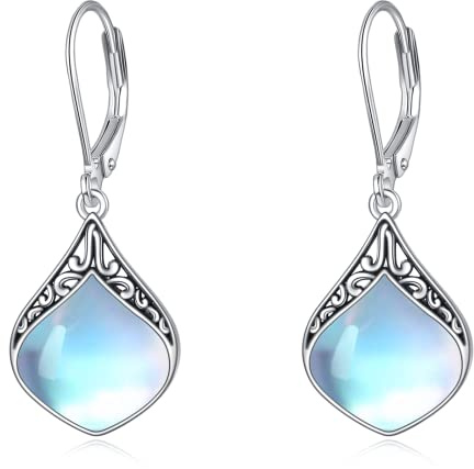 Mondstein Ohrringe Sterling Silber Filigran Irisch Keltisch Teardrop Mondstein Tropfen Ohrringe Schmuck Geschenke für Damen