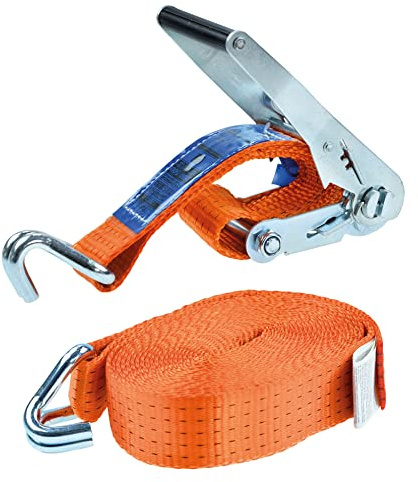 Rexxer Spanngurt mit Ratsche und Haken 1er – 5000 kg (5T) – 10m x 50 mm – TÜV/GS & EN 12195-2 – Zurrgurt für schwere Lasten