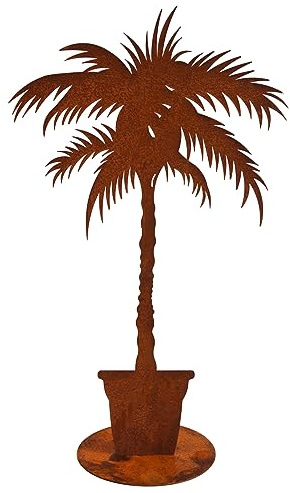 Bornhöft Palme aus Edelrost Urlaub Sand Strand Palme Naturrost rostige Deko für den Garten Terrasse oder Eingangsbereich 75cm hoch rostige Gartendeko