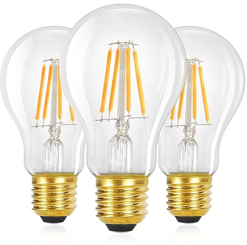 GBLY 3er pack LED E27 Glühbirne: A60 Vintage Lampe Edison Leuchtmittel 4W 2700K Warmweiss Glühlampe Retro Filament Birnen Bulb Energiesparlampe für Haus Café Bar - Nicht Dimmbar