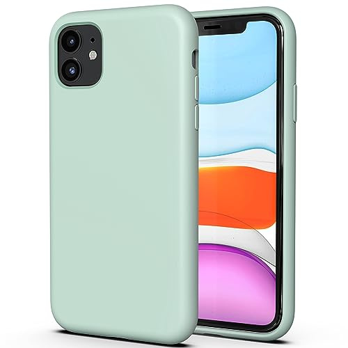 TAXXOE Silicone Case with iPhone 11 Case Soft Ultra Slim Protective Shockproof Liquid Silicone Phone Case,Anti-Scratch Microfiber Lining，6.1 inch-Cyan