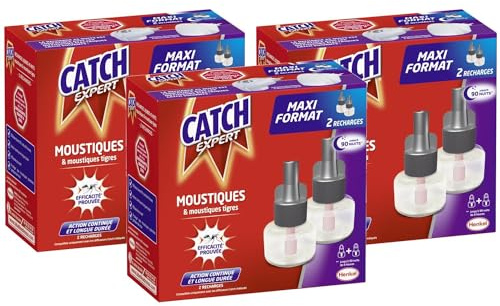CATCH EXPERT Pack de 3 x 2 Recharges électriques 45 nuits
