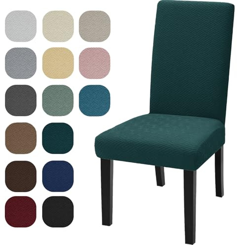 YSTELLAA Stuhlhussen 6er Set, Stuhlhussen Stretch, Sesselüberzug, Universal-Sitzbezug, Waschbar Und Abnehmbar, Dekoration Stuhlbezug Für Haus, Bankett-/Büro-Hochzeitsdekorationen, Dunkelgrün | Stuhlhusse, dehnbar, weich und bequem, abnehmbar und waschbar, perfekte Passform, ideal für Küche, Bankett