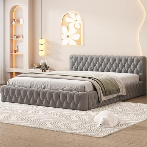 Soweiz Polsterbett Jugend-Doppelbett 140 x 200 cm, aus hautfreundlichem Velours (Grau)