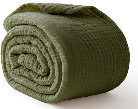 Kozyhvn Manta de muselina 100 % algodón, tamaño Queen, 90 x 90 pulgadas, manta de algodón transpirable y ligera para cama, manta de gasa de verano suave y refrescante para adultos para todas las