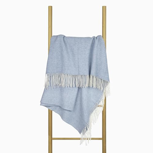 Nostra Andora Merino Wool & Cashmere Blanket – Plaid Morbido, Traspirante e Leggero Elegante per Divano, Letto e Uso Esterno, Design Termoregolante con Frange – Prodotto in Europa