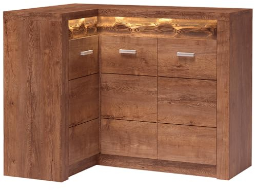 Lomadox Eckkommode Sideboard Eckschrank Kommode Wohnzimmerschrank Anrichte Aufbewahrungsschrank modern in braun