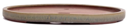 generisch Tokoname Bonsaischale von Yamaaki - 45,5 x 34,5 x 3,7 cm - oval - grau-beige - 58029