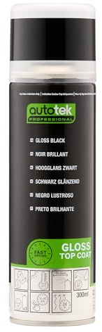 Autotek Professional Gloss Black Spray Paint, Aerosol Spray, 300 ml