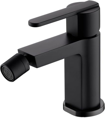 GALYON Imex Mitigeur pour bidet série Roma - Robinetterie en laiton, robinet bidet moderne, cartouche céramique Ø28 mm, flexibles 3/8 (noir mat)