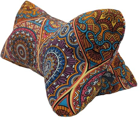 Ergonomischer waschbarer Leseknochen - Made in Germany: Lesekissen/Meditationskissen/Relaxkissen/Nackenkissen - Bücher-/Tablet-/Smartphone-/Handystütze - Bunte Mandalas, Retro Style