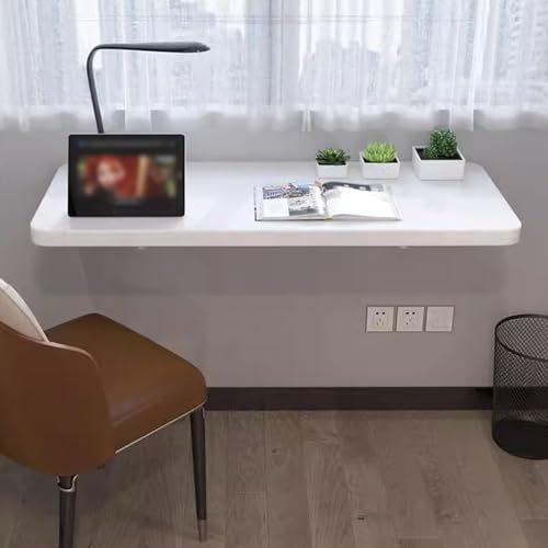 KUANGGE Weißer klappbarer Computertisch 60 cm 70 cm 80 cm 90 cm 100 cm 120 cm | Wandtisch, herunterklappbare Werkbank, an der Wand montierter Klapptisch | Klappbarer Frühstücksbartisch (Größe: L40 x