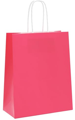 vidaXL Papiertragetaschen 250 Stk., Papiertüten mit Henkeln, Kraftpapiertüten, Geschenktüten für Einkaufen Hochzeiten Verpackungen Partys Geburtstag Weihnachten, Rosa 18x8x22cm