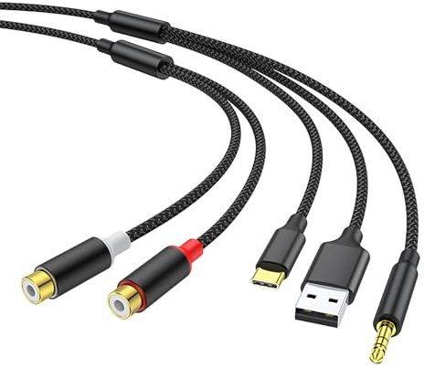 GMBYLBY Cable de audio USB TypeC con adaptador de 3 5 mm a 2 RCA hembra, mejora la experiencia de sonido del coche y el teatro