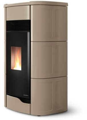 Stufa a Pellet Ecofire Anna 9 Aria Palazzetti Art.805803000 9 kW, Stufa Ermetica Color Caffèlatte con Rivestimento in Ceramica, Tecnologia Zero Speed Fan, Classe Energetica A+