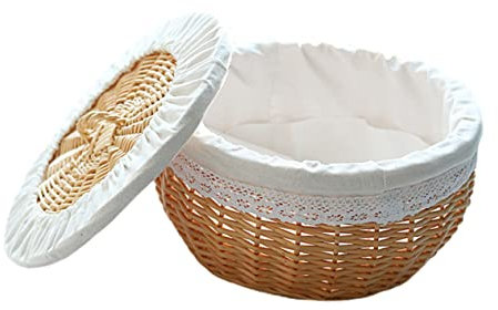 Cestino per alimenti in vimini intrecciato per pane e lievito naturale, versatile cestino portaoggetti per dessert, pasticceria, per cucina domestica e uso esterno