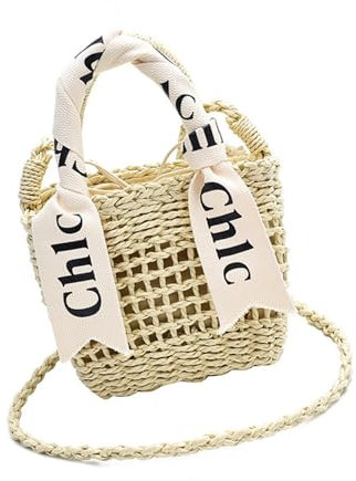 Wayfadacc Elegante bolso de paja con diseño hueco, varias opciones de transporte, bolsa de hombro, bolsas cruzadas de viaje para compras o viajes a la playa, S, 20*14*2cm