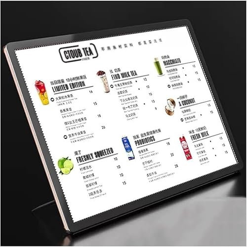 MQDLJSE LED-Menüanzeigetafel, LED-Leuchtkasten-Schildhalter, leerer Desktop-Plug-in-Displayständer, Billboard-Displayständer (Silber, 22,5 x 30,4 cm)