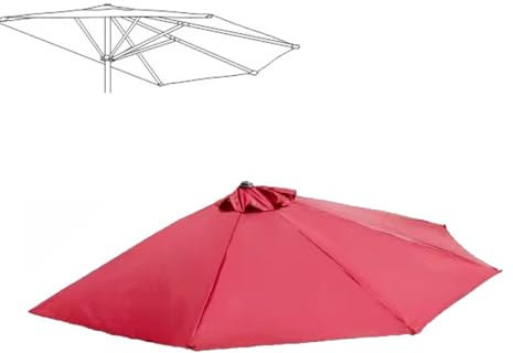 Parasol de Remplacement Demi-Rond de 2,7 m, 5 Baleines, pour terrasse, Jardin, Piscine, marché (Couleur : Bordeaux, Taille : 270 cm/2,7 m, 5 Baleines)