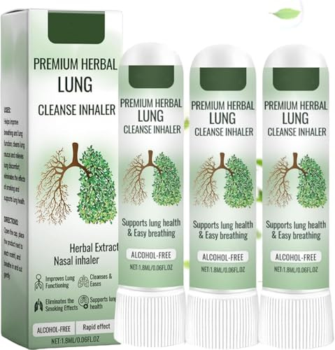Inhalador desintoxicante herbal portátil, inhalador nasal en barra, aerosol limpiador pulmonar, mejora la respiración y refresca el aire bucal.