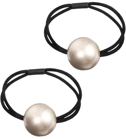 2 PCS Pearl Hair Tie Pearl Hair Accessories Pearls for Hairs Scrunchies Ball Hairs Ties Elegant White Pearls Elastic Accessories Ponytail Holder Ropes Elegant Accessory for Women Thick Ponytails