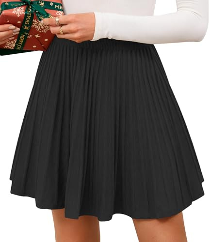 Adigaber Gonne Mini da Donna Vita Alta Gonna a Pieghe in Maglia Linea A Gonna Invernale Elastico in Vita