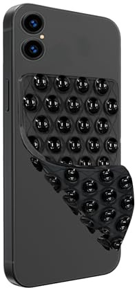 Rwotlls Silicone Double-Sided Suction Cup Phone Case Detachable Mount, Hands-Free Strong Grip Holder Stand for Selfies and Videos (Black)