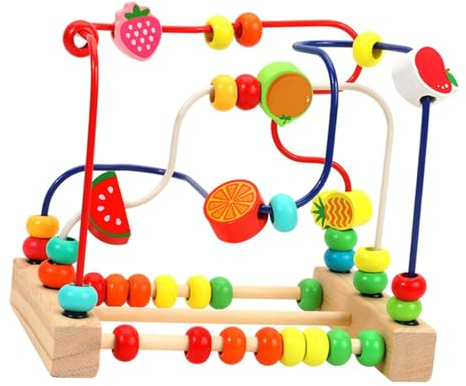 QUXVUIS Laberinto de Cuentas de Colores, Juguete Educativo para niños, Juego Cuentas, Juguetes con Rodillos, Desarrollo la coordinación Ocular, Laberinto Multifuncional, Juguete Hecho