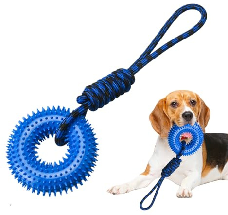 Noise Generator for Dogs - Structured Chew Ring, Tug Rope | Heavy Duty Bite Resistant, Elastomer Training Chewer, Reduction
