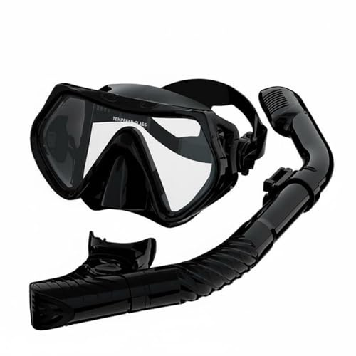 MotiveTech Set de Máscara y Esnórquel Visión Panorámica Máscara y Tubo de Buceo Correas Ajustables para Niños, Negro, Máscara+Snorkel