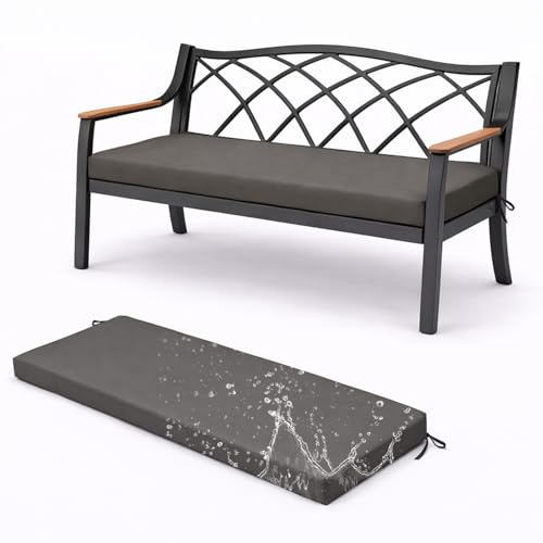 Générique Coussin De Banc 120x45 cm Coussin Banc Extérieur, Imperméable Anti‑Glisse Housse Amovible Lavable avec Sangles 5 cm Épais pour Banc Jardin Terrasse Balcon - Gris