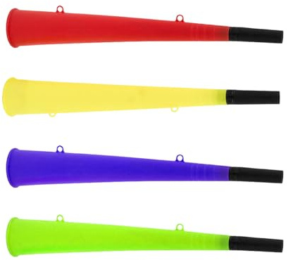 Kaeltsyn Vuvuzela-Hörner für Fußball-Fans, verschiedene Farben, lautes Jubelwerkzeug, Feier, Trompeten für Stadionpartys, feierliche Geräuschmacher, 4 Stück