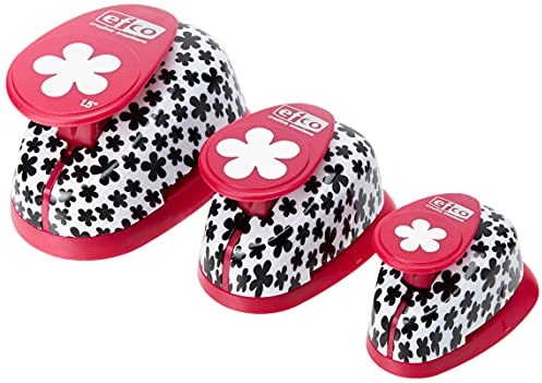 Efco Design-Stanzset Retro-Blume, 14 mm/24 mm/35 mm, 3-teilig, rosa, 20 x 10 x 4 cm