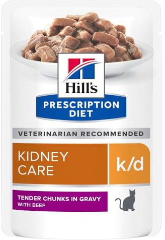 Hills Prescription Diet K-D Feline Beef Pouch 12x85gram