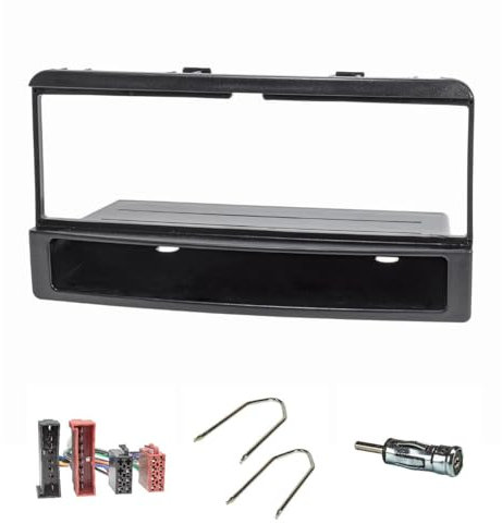 tomzz Audio 2415-026 Juego de panel de radio compatible con Ford Focus Fiesta Escort Cougar Puma Mondeo Transit con compartimento de almacenamiento Adaptador de radio ISO Adaptador de antena ISO DI...