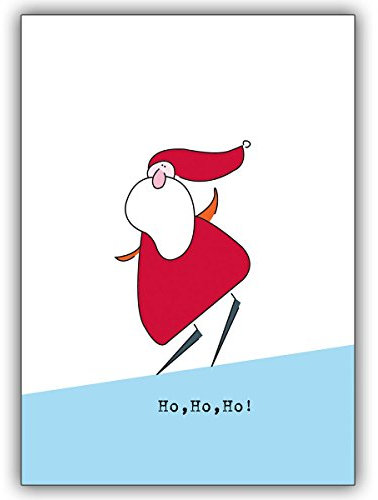 4 Stück im Set: Ho, ho, ho : Die Weihnachts/ Nikolauskarte mit Nikolaus auf Eis • weihnachtliches Grußkarten Set mit Umschlägen zu Weihnachten, Neujahr, Silvester für Familie, Freunde, Kollegen