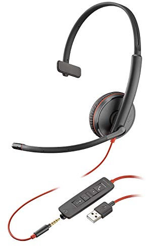 Plantronics Blackwire 3200 Mono Corded UC Headset With USB & 3.5mm Smart Phone Connectivity