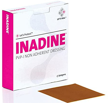 Inadine 9.5cm x 9.5cm x5 Non Adherent Wound Dressings, POV-Iodine, Antimicrobial